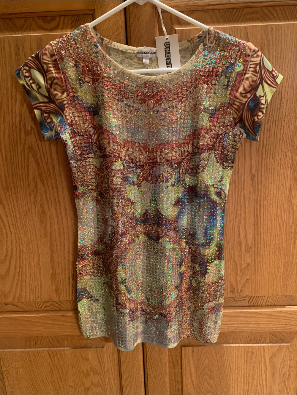 Under Glass Multicolor Sequin Embellished Women’s Top